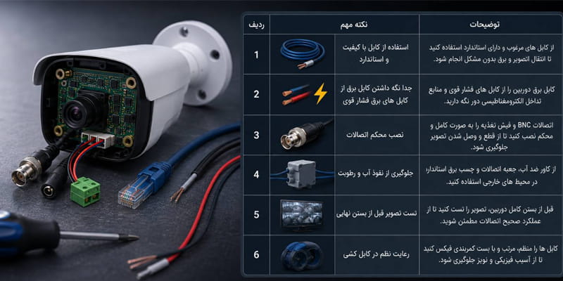 سیم کشی دوربین مداربستهCCTV Camera Wiring